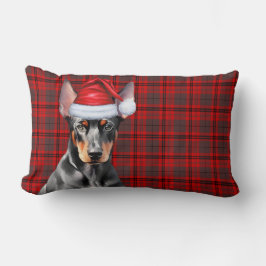 Dog Lover Christmas Doberman Red Holiday Plaid Lendenkissen