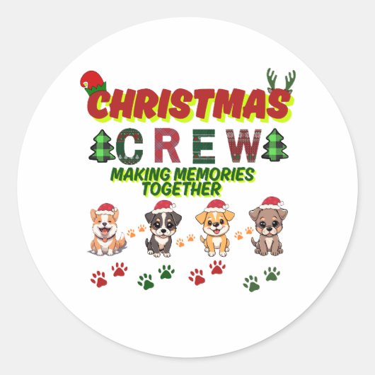 Dog Lover Christmas Family-Christmas crew dogs  Runder Aufkleber (Vorderseite)