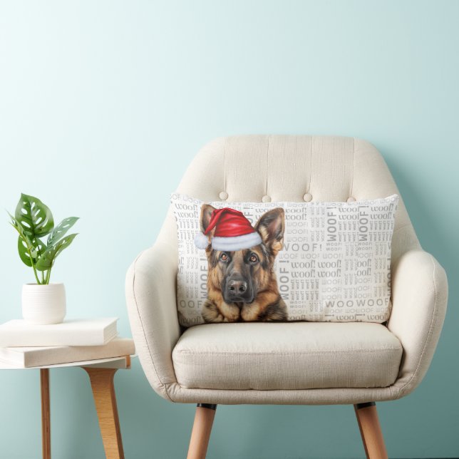 Dog Lover Christmas German Shephed in a Hat Lendenkissen (Stuhl )