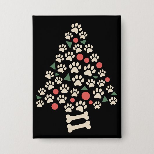 Dog Lover Christmas Paw Tree Paws Holiday Geschenk Button (Vorderseite)