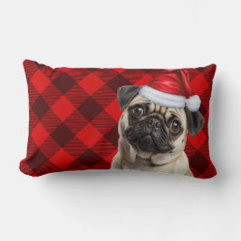 Dog Lover Christmas Pug Red Buffalo Holiday Plaid Lendenkissen