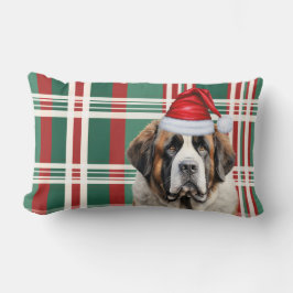 Dog Lover Christmas Saint Bernard Holiday Plaid Lendenkissen
