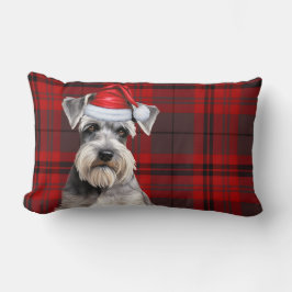 Dog Lover Christmas Schnauzer Holiday Plaid Lendenkissen
