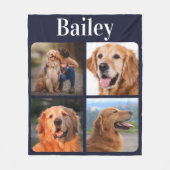 Dog Lover Custom 4 Foto Collage Monogram Fleecedecke (Vorderseite)