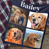 Dog Lover Custom 4 Foto Collage Monogram Fleecedecke