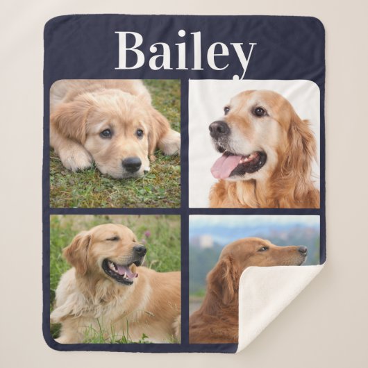 Dog Lover Custom 4 Foto Collage Monogram Sherpadecke (Vorderseite)