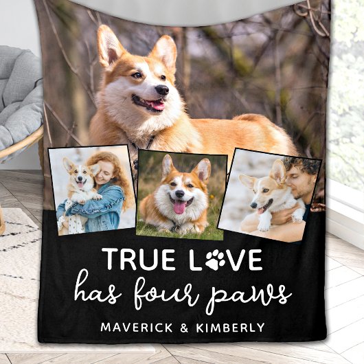 Dog Lover Custom 4 Foto Collage Pet Wahre Liebe Fleecedecke