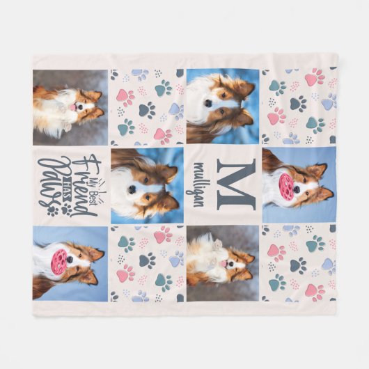 Dog Lover Custom 6 Pet-Foto Druckqualität Fleecedecke (Vorderseite (Horizontal))