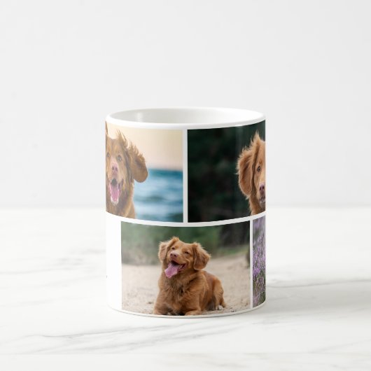 Dog Lover Custom Foto Collage Pet Monogramm Kaffeetasse (Mittel)