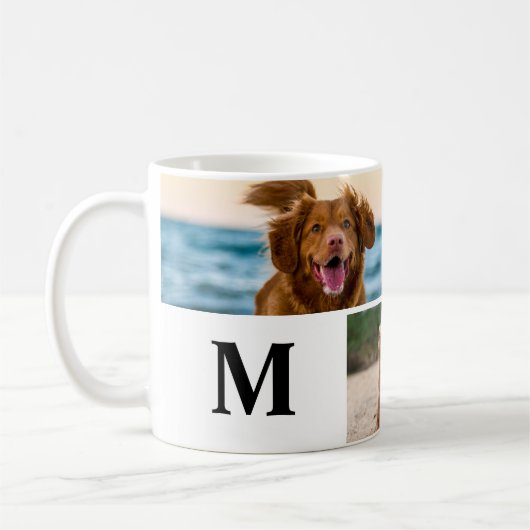 Dog Lover Custom Foto Collage Pet Monogramm Kaffeetasse (Links)