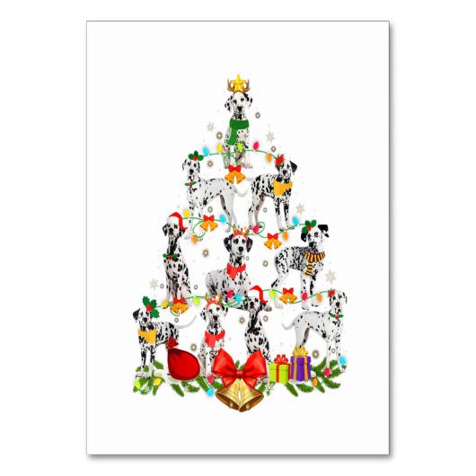 Dog Lover Dalmatian Tree Christmas Light Tischnummer (Vorderseite)