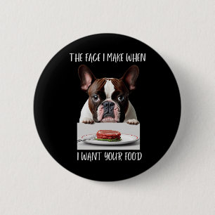 Dog Lover Design Steak Dinner Food Bulldog Button