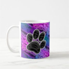 Dog Lover Diagonal Stripes Blue Lila Paw Print Kaffeetasse