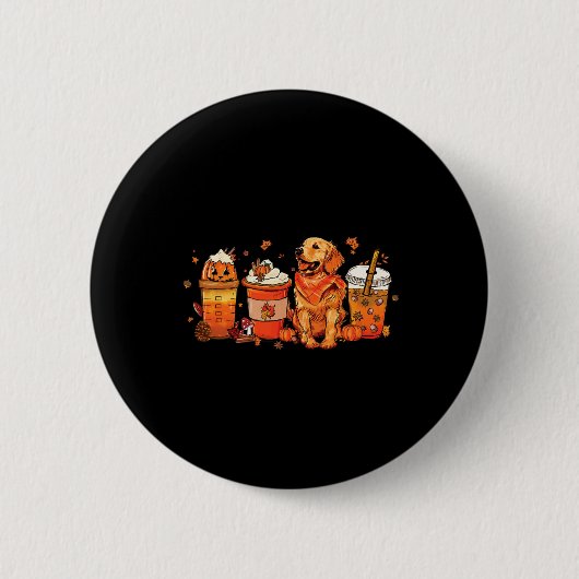 Dog Lover Fall Kaffee Pumpkin Gewürz Latte Iced Au Button (Vorderseite)