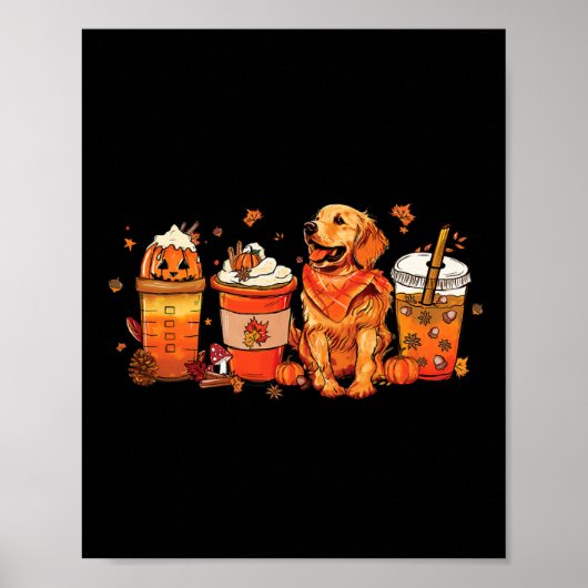 Dog Lover Fall Kaffee Pumpkin Gewürz Latte Iced Au Poster (Vorne)