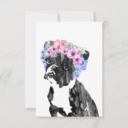 Dog Lover French Bulldog And Flower Dankeskarte (Vorderseite)