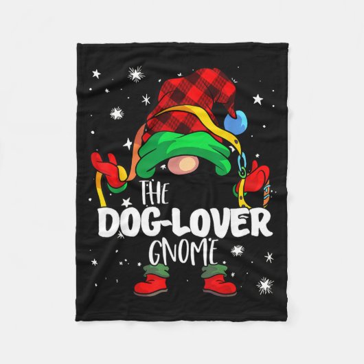 Dog Lover Gnome Red Buffalo Plaid Matching Family Fleecedecke (Vorderseite)