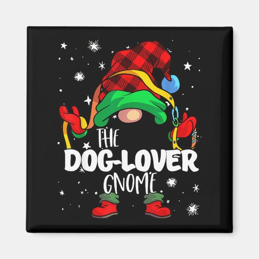 Dog Lover Gnome Red Buffalo Plaid Matching Family Magnet (Vorne)
