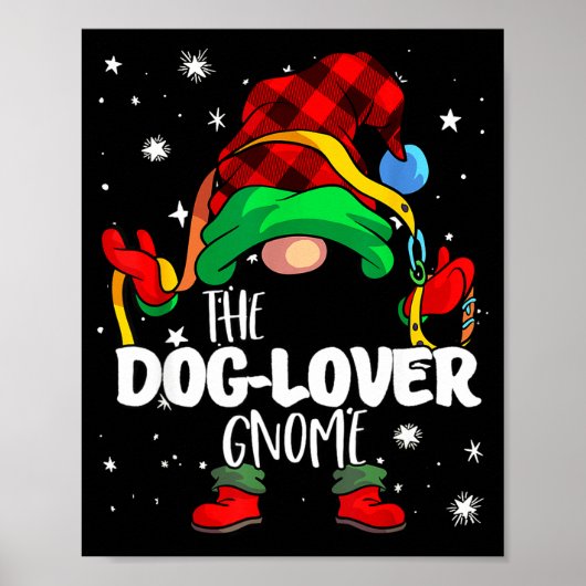 Dog Lover Gnome Red Buffalo Plaid Matching Family  Poster (Vorne)
