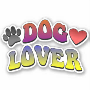 Dog Lover Groovy Vintager Schriftart Aufkleber