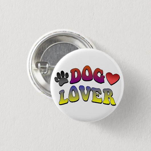 Dog Lover Groovy Vintager Schriftart Button (Vorne & Hinten)