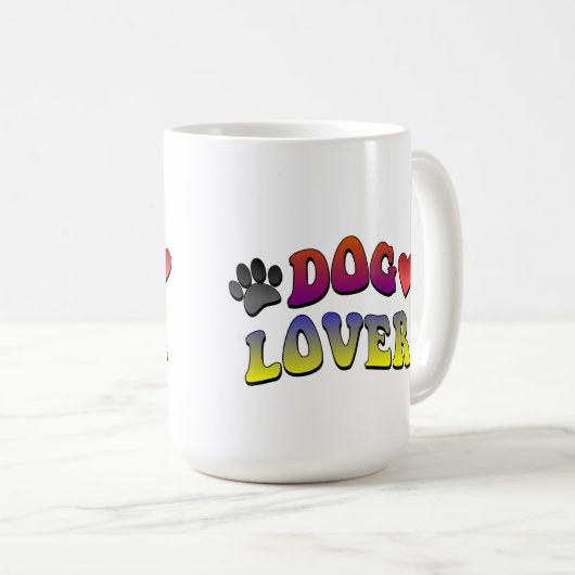 Dog Lover Groovy Vintager Schriftart Kaffeetasse (VorderseiteRechts)