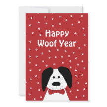 Dog Lover "Happy Woof Year" Weihnachten