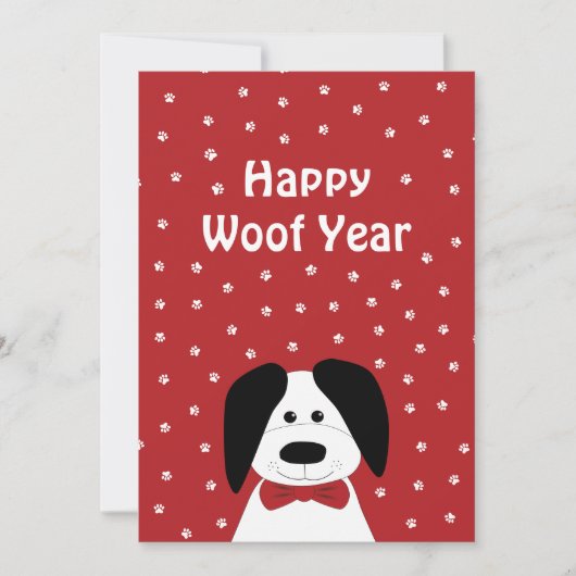 Dog Lover "Happy Woof Year" Weihnachten (Vorderseite)