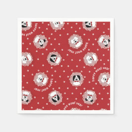 Dog Lover "Happy Woof Year" Weihnachten Serviette
