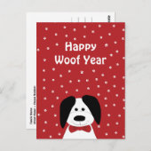Dog Lover "Happy Woof Year" Weihnachtskarte Postkarte (Vorne/Hinten)