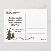 Dog Lover "Happy Woof Year" Weihnachtskarte Postkarte (Rückseite)