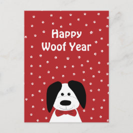 Dog Lover "Happy Woof Year" Weihnachtskarte Postkarte