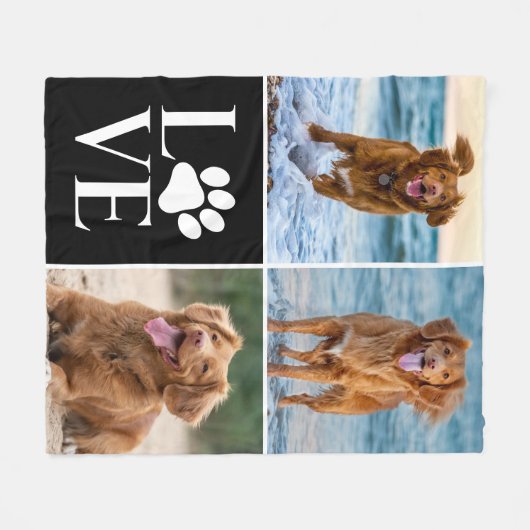 Dog Lover Heart Love Photo Collage Pet Fleecedecke (Vorderseite (Horizontal))