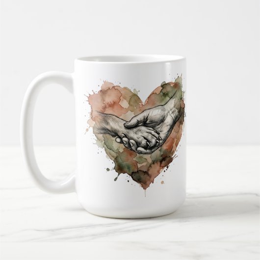 Dog Lover Human Animal Bond Watercolor Heart Kaffeetasse (Links)