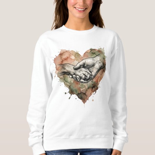 Dog Lover Human Animal Bond Watercolor Heart Sweatshirt (Vorderseite)