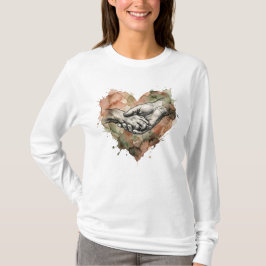 Dog Lover Human Animal Bond Watercolor Heart T-Shirt
