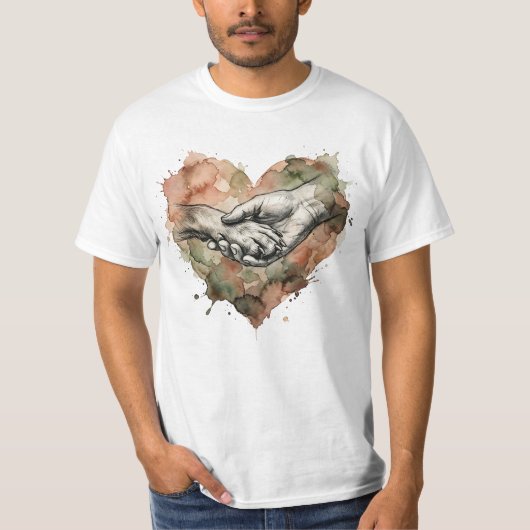 Dog Lover Human Animal Bond Watercolor Heart T-Shirt (Vorderseite)