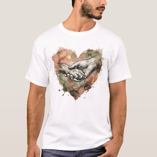 Dog Lover Human Animal Bond Watercolor Heart T-Shirt (Vorderseite)