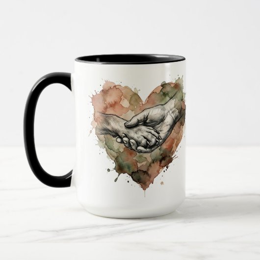 Dog Lover Human Animal Bond Watercolor Heart Tasse (Links)