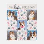 Dog Lover Maßgeschneiderte 5-Foto Paw Print Fleecedecke (Vorderseite)