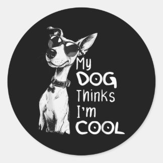 Dog Lover my Dog denkt, ich sei Cool, lustig, Welp Runder Aufkleber