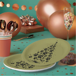 Dog Lover Paw Print Christmas Tree 3 Pappteller