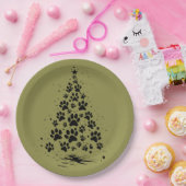 Dog Lover Paw Print Christmas Tree 3 Pappteller (Party)