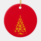 Dog Lover Paw Print Christmas Tree 4 Keramik Ornament (Vorne)