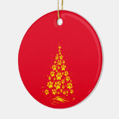 Dog Lover Paw Print Christmas Tree 4 Keramik Ornament (Links)