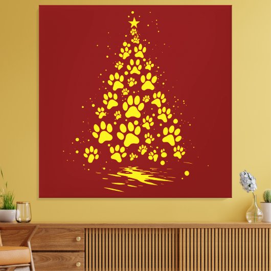 Dog Lover Paw Print Christmas Tree 4 Leinwanddruck (Insitu (Wohnzimmer))