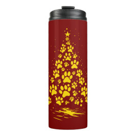 Dog Lover Paw Print Christmas Tree 4 Thermosbecher