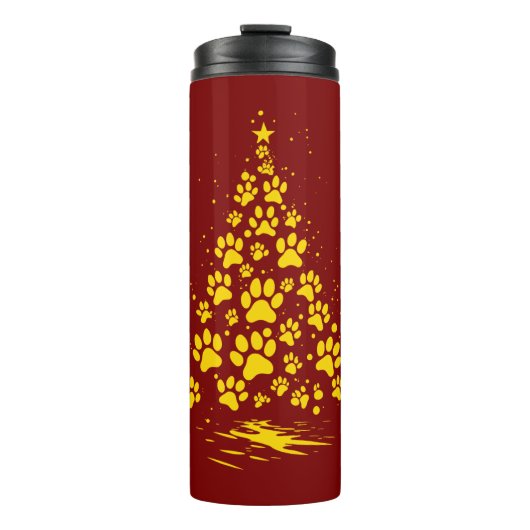 Dog Lover Paw Print Christmas Tree 4 Thermosbecher (Vorderseite)