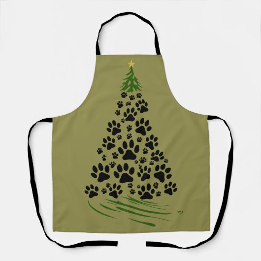 Dog Lover Paw Print Christmas Tree 6 Schürze (Vorderseite)