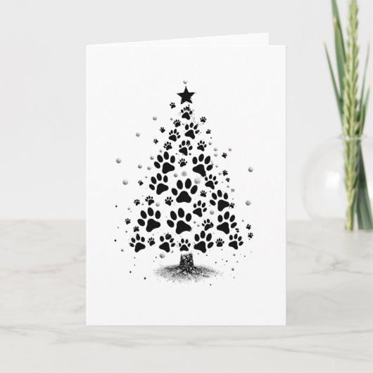Dog Lover Paw Print Weihnachtsbaum Dankeskarte (Vorderseite)